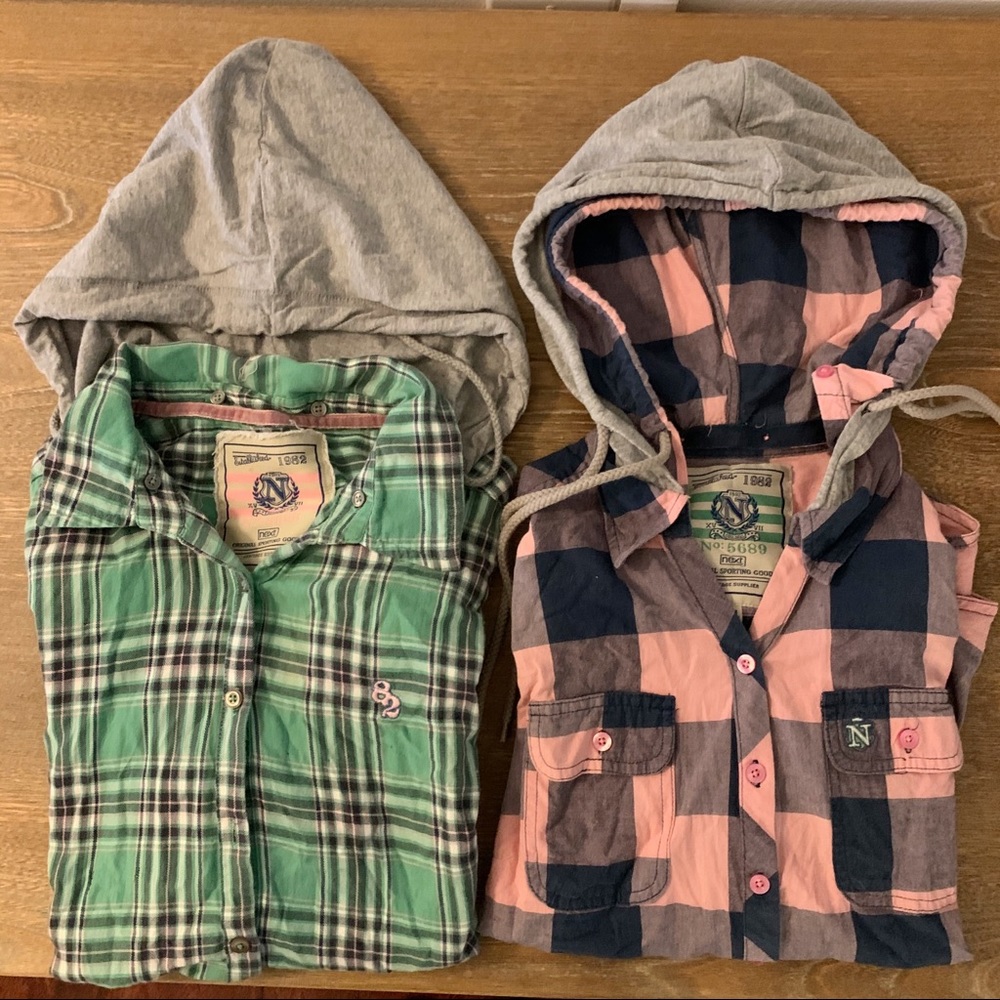 2 flannel shirts w detachable hoods size 10-12
